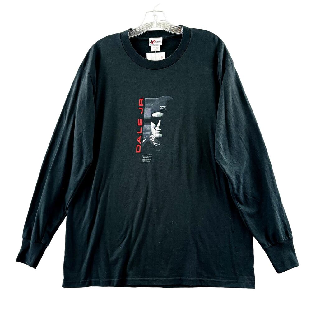 Vtg Nascar Dale Jr T-Shirt Adult M Black Long Sleeve‎ Budweiser Chase Authentics